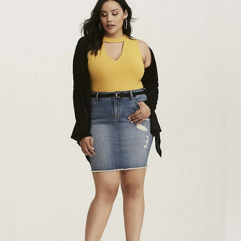 Torrid Denim Mini Skirt - Distressed Medium Wash
